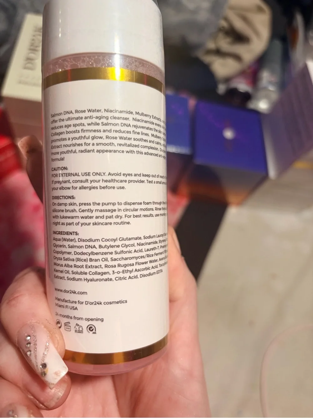 D'Or24K Skincare Salmon DNA Mousse Facial Cleanser 5.1oz $200 & beauty gift bag